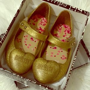 Mini Melissa gold glitter shoes Mary Jane girl s 9